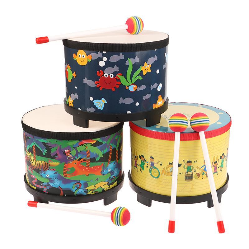 8 Inch Floor Drum With 2 Drum Mallets Preschool Toys Beat Instrument Ground Drum Percussion For Kids Christmas Birthday Gift