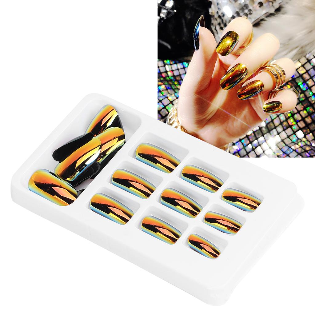 24pcs Fashionable Fake Nails Detachable Bright Color False Nail Patch Full Cover Nail Art Tips