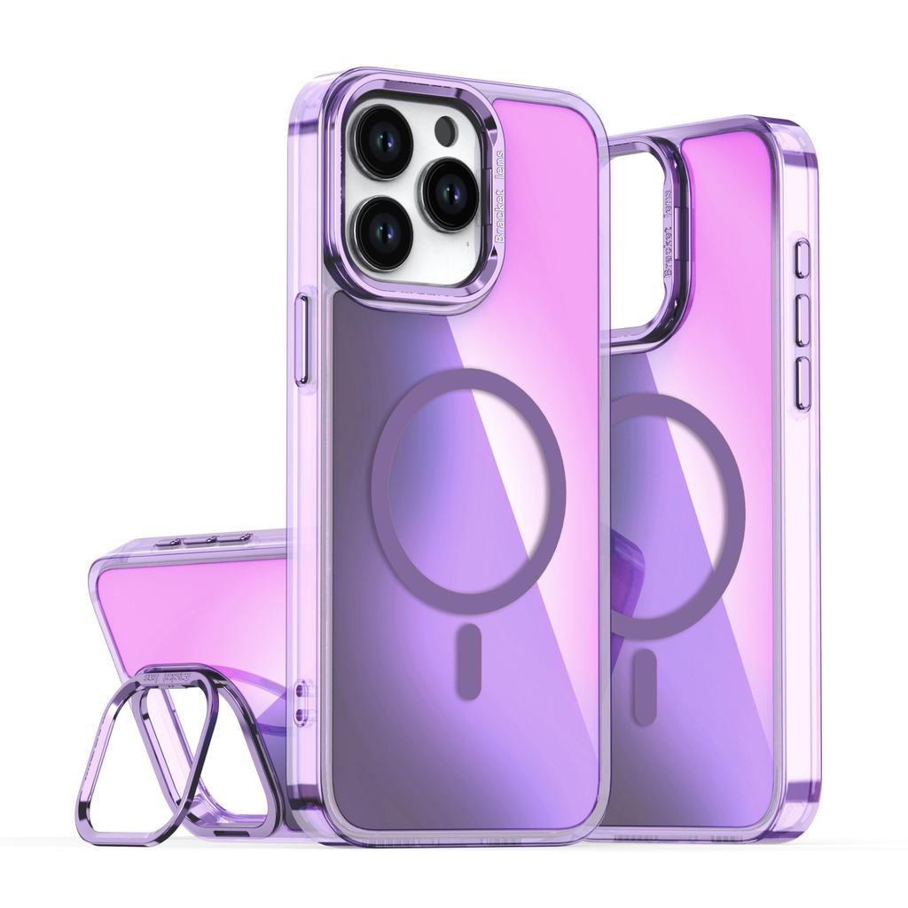 Camera Stand Solid Color for MagSafe Case For iPhone 16 Pro Max 15 14 Pro 13 12 Lens Bracket Protection Shockproof Magnetic Slim Hard PC Phone Cover