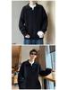 Men's Winter American Style Black Knit Polo Sweater