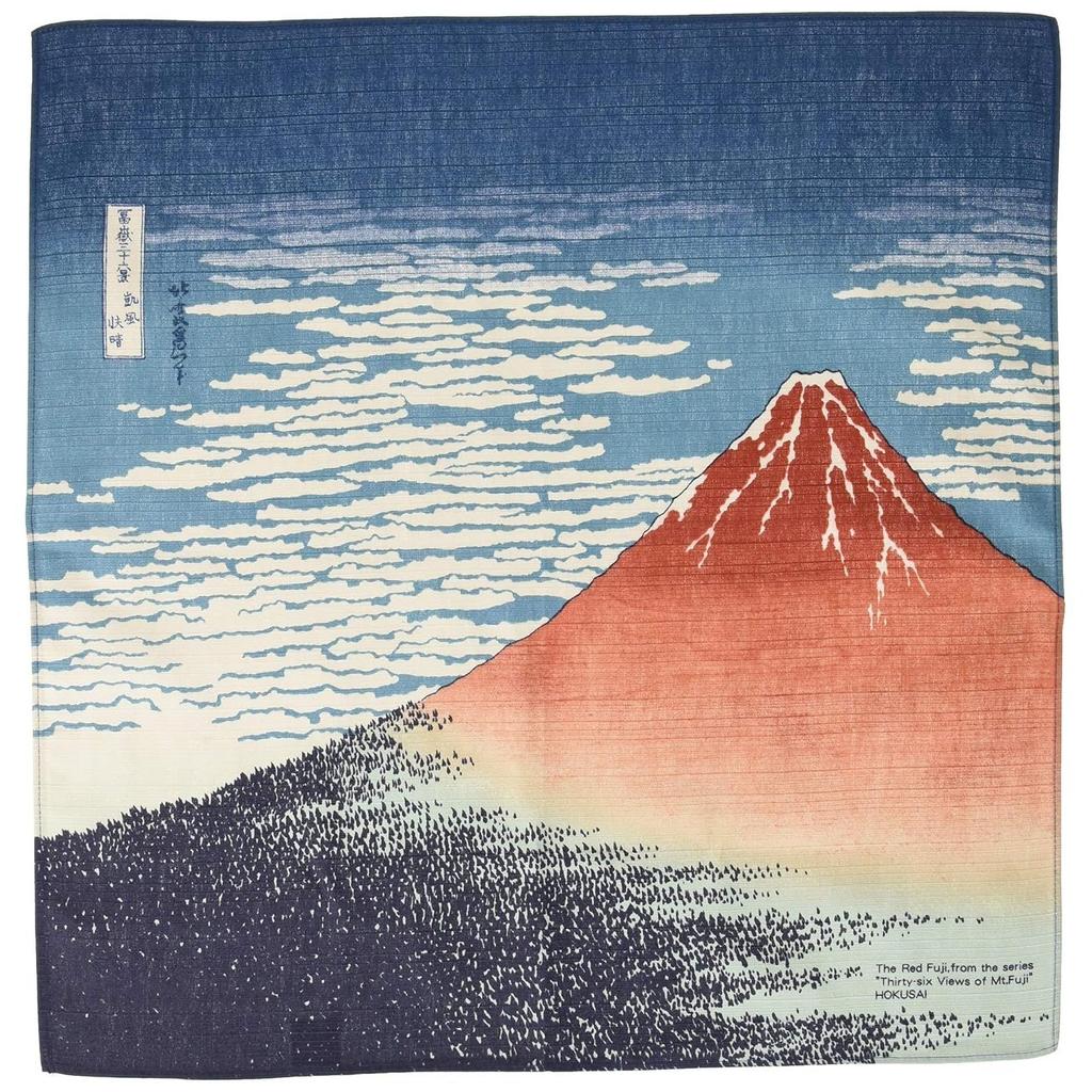 Maruzen Cotton Furoshiki Hokusai Red Fuji 5050cm No101