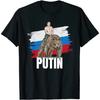 Putin On Bear Russia President Moscow Gift Men T-Shirt Short  Casual Tiger Tank Panzer PzKpfw VI Polyester Blueprint Men T-Shirt