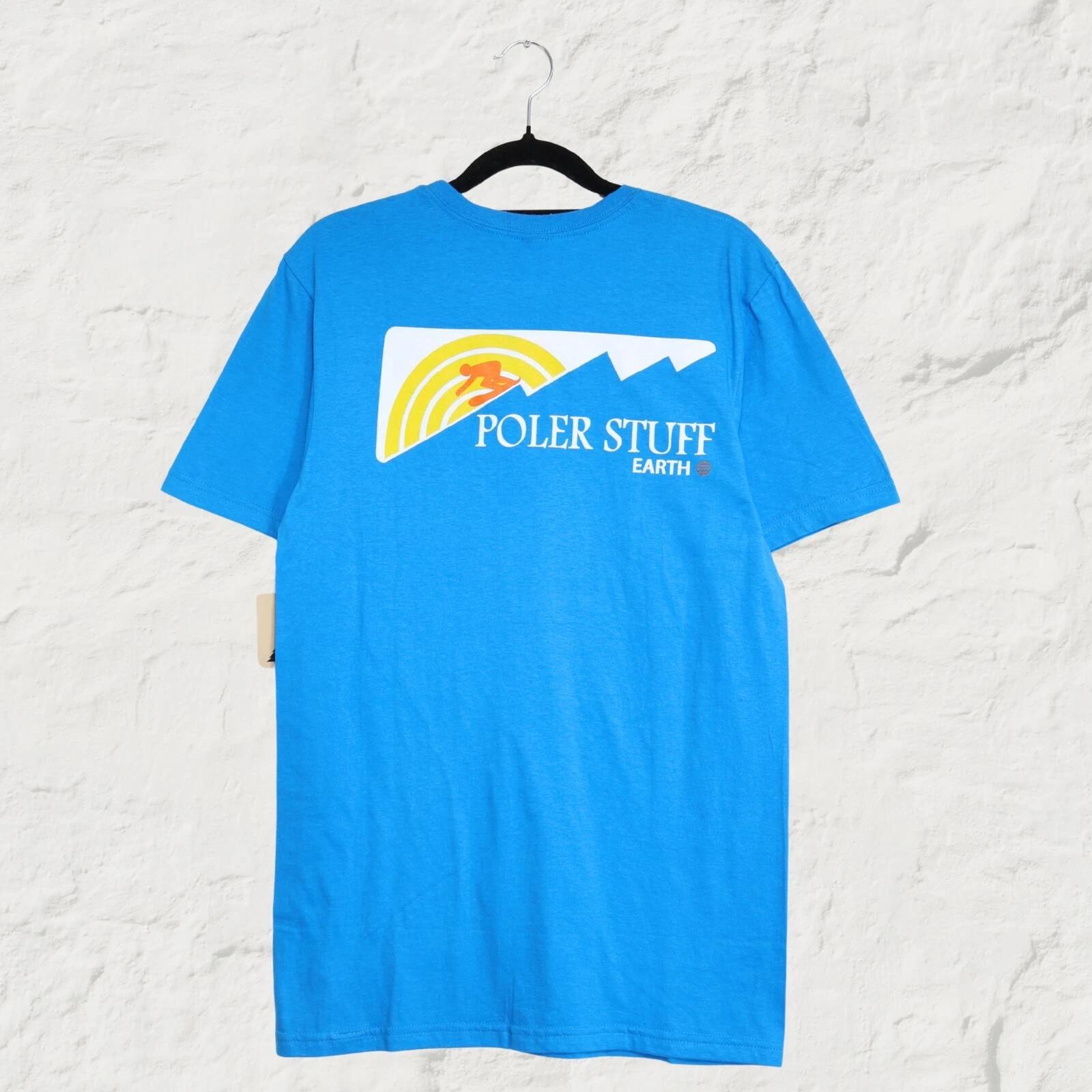 Poler Downhill Ski Tee Turquoise Outdoor Skate Graphic T-Shirt S XL