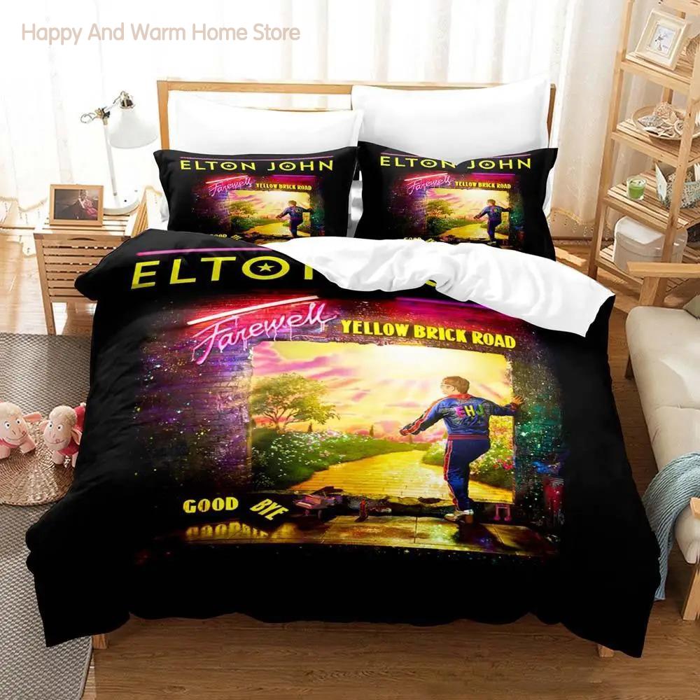 Elton John FAREWELL Yellow Brick Road Bedding Set Single Twin Full Queen King Size Bed Set Aldult Boy Bedroom Duvetcover Sets 3D