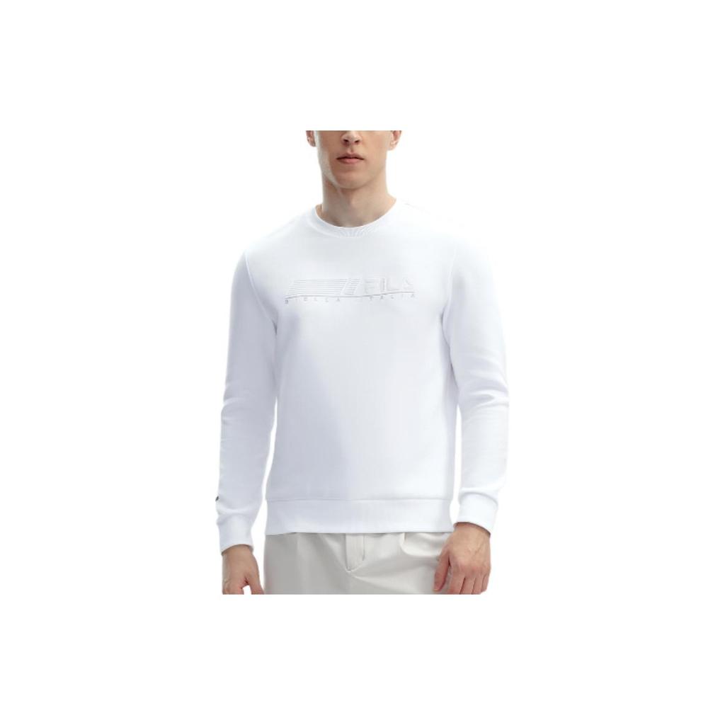 Fila Letter Print Casual Pullover Knit Sweatshirt Men Sweatshirt White F11M412207F-WT