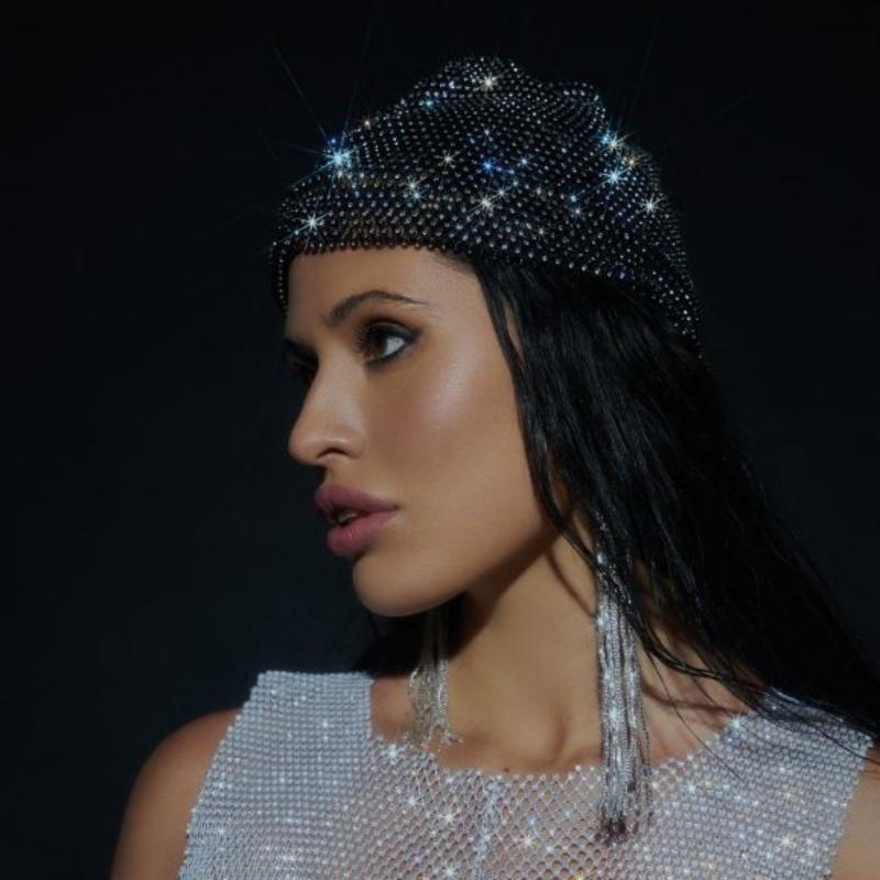 Fashion Hat Rhinestone Party Stretch Hat Christmas Dome Hat