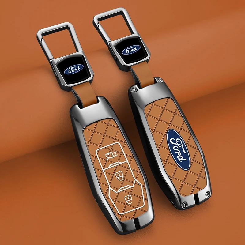 Car Sticker 2025 Hot Zinc Alloy Car Smart Key Case Cover Shell for Ford Focus 3 4 Ranger S C Max Explorer Edge Mustang Fiesta Mo