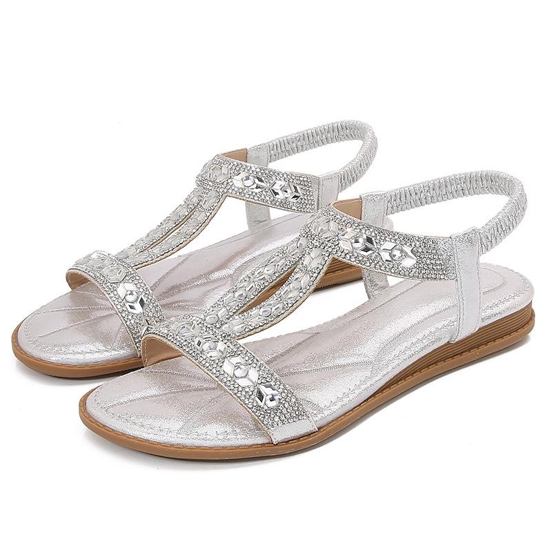 

Fashion Plus Size Shoes for Women 35-43 Summer Fashion Women Platform Sandals Rhinestone Comfortable Slip on Beach Sandals Women Shoes 35