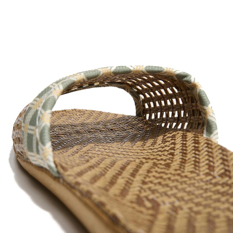 Woven Rattan Slippers With Soft Linen Lining, Casual Open Toe Slip On Shoes, Comfortable Indoor Home Slides
