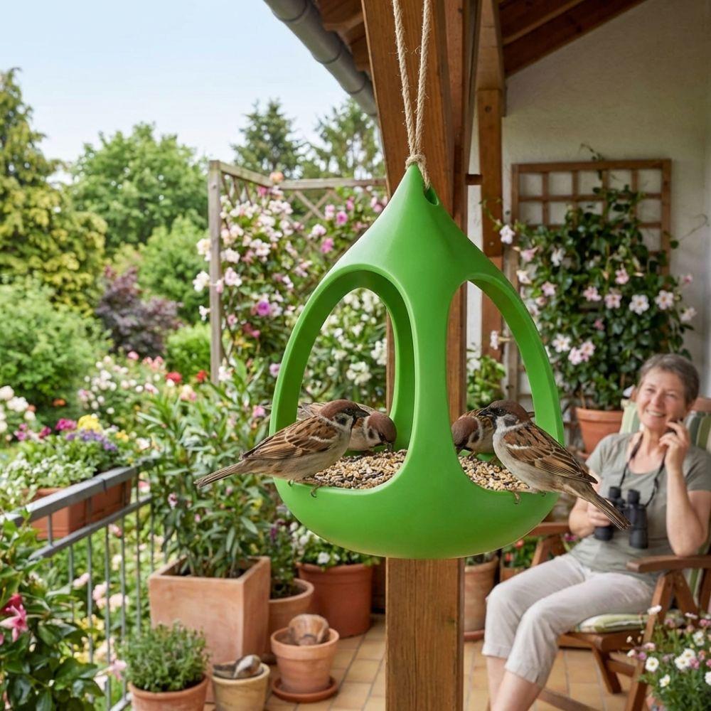Plastic Bird Feeder House Water-Resistant Bird Food Container Feeding Station  for Bird Lovers