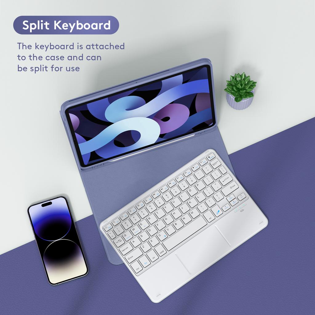 Kabellose BT-Tastatur, USB-Tastatur mit PU-Leder-Schutzhülle für Tablet, kompatibel mit iPad 10