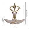 Meditation Figurine Gold and White Meditating Seated Pose Resin