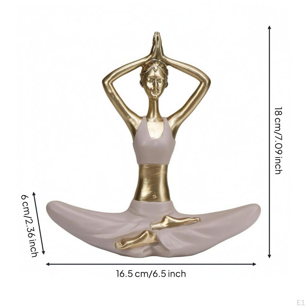 Meditation Figurine Gold and White Meditating Seated Pose Resin
