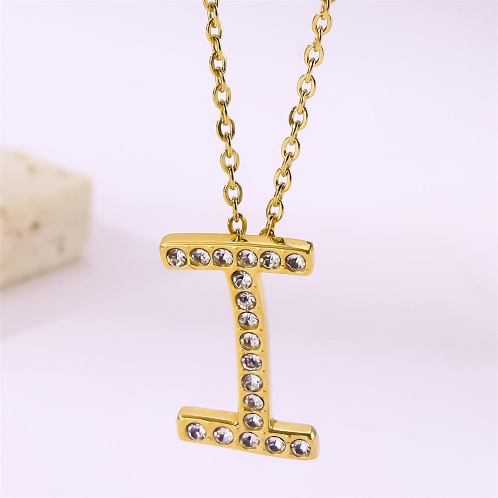 Atoztide Zircon Letter Pendant Necklace for Women Men Full Stone Alphabet Initial Name Monogram Charm Necklace Jewelry Gift