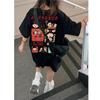Women's Cartoon Print Round Neck Short Sleeve Casual Mid-Length T-shirt - 2025 Summer Collection