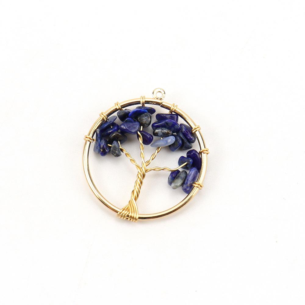 Gold 3Cm Tree Of Life Pendant Natural Crystal Gravel Fortune Tree Necklace Diy Accessories N114