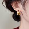 Niche Design Irregular Metal Pearl Earrings with Red Enamel Drip for Women