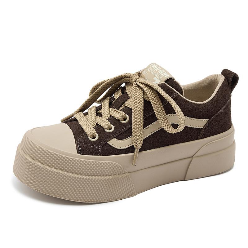 

Кожаная повседневная обувь женская новая 2025 осень шнуровка замша толстая базовая обувь женская сумка голова универсальные туфли Форреста Гампа женская обувь 40