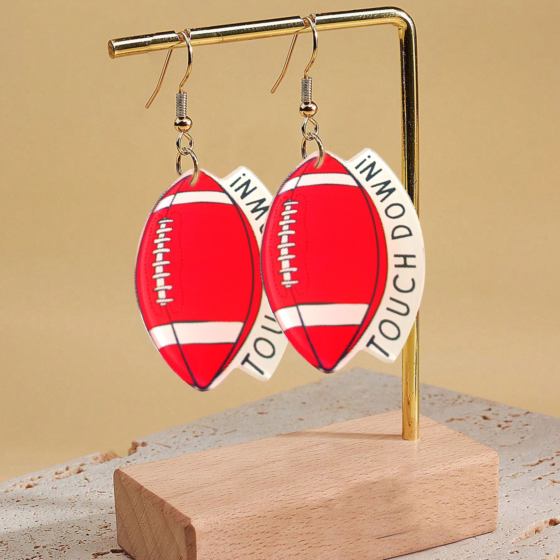 Серьги в стиле регби, серьги, простые модные и креативные нишевые женские серьги, повседневные простые пирог