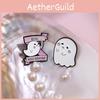Whimsical Magic Ghost Design Metal Brooch Charming Halloween Decoration For Everyone