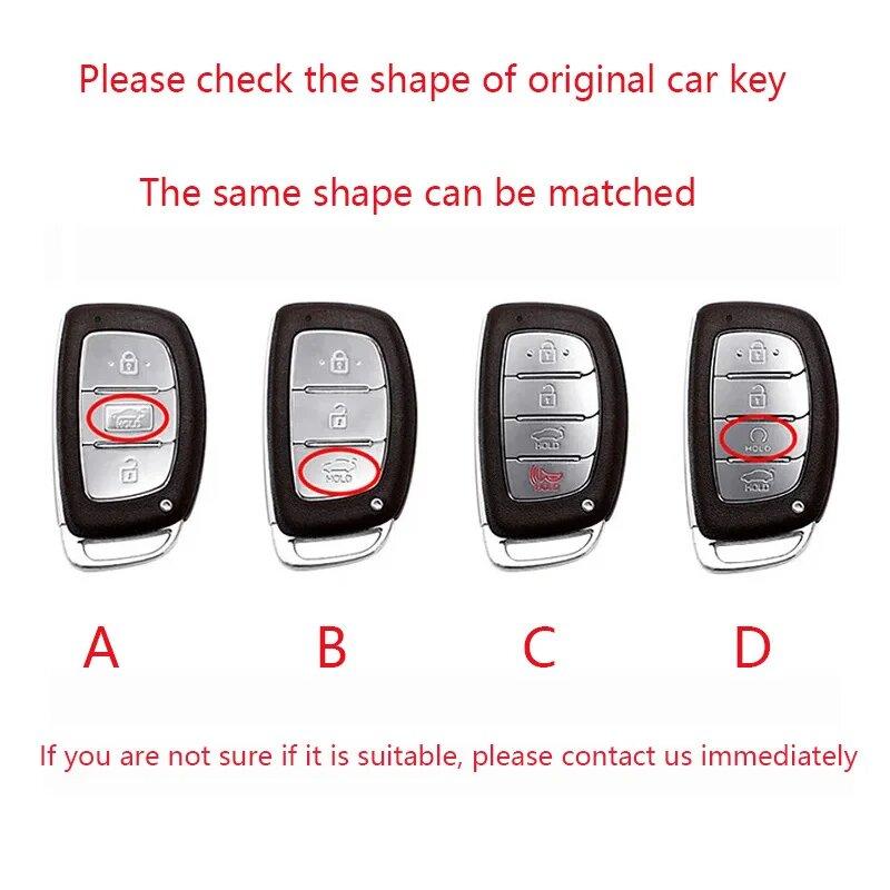 Zinc Alloy Leather Car Key Holder For Hyundai Tucson Elantra Creta Sonata Ix35 Ix45 I40 I30 I20 I10 Ioniq Accent Creata Key Fob