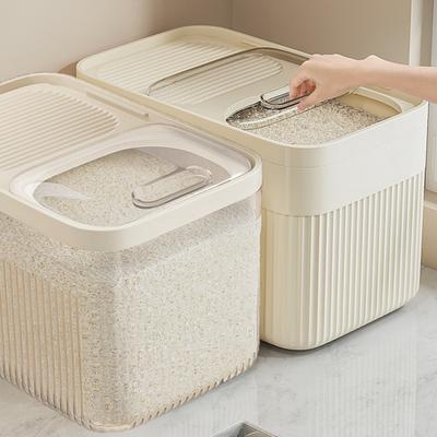 Yousheng 15kg Reisbehälter mit Messbecher Transparenter Deckel Lebensmittelgeeigneter Kunststoff Versiegelt Aufbewahrungsbehälter für Tierfutter