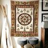 Compass Wall Tapestry Aesthetic Wall Hanging Printed Fabric Blanket Decorative Tapestries for Bedroom Living Room Home Decor