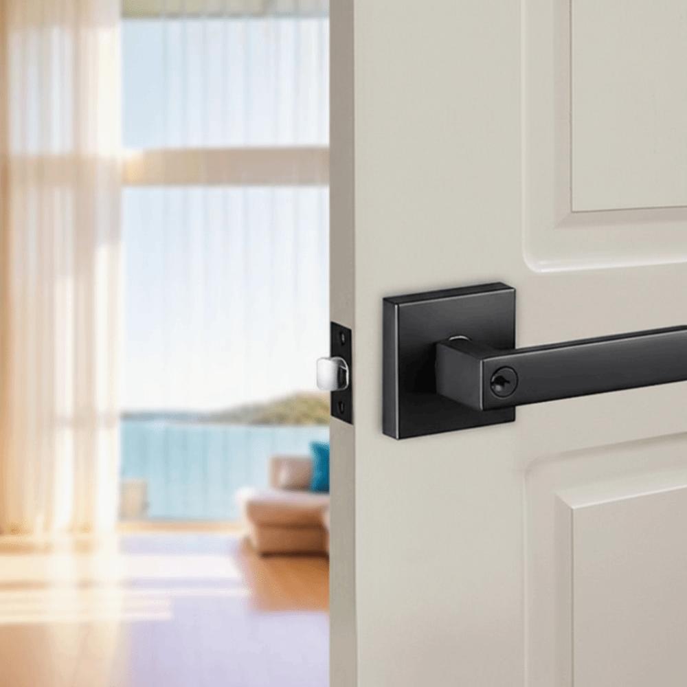 Aluminum Alloy Three-Bar Door Lock Square Furniture Hardware Three-pole Handle Lock with Keys Modern Style