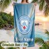 Beach Towel Manchester City Print Custom Name Text Soft Towel for Swimming Pool