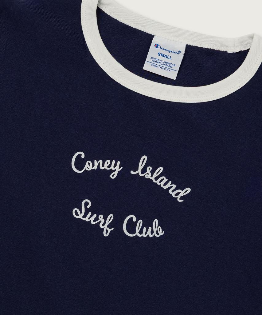 Champion Women'S Coney Island Crop Ringer T-Shirt Navy