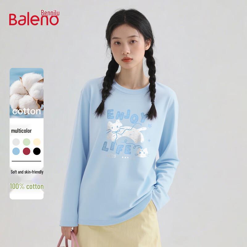 Baleno Women's 2025 Pure Cotton Loose Fit Long Sleeve Cat Print Top