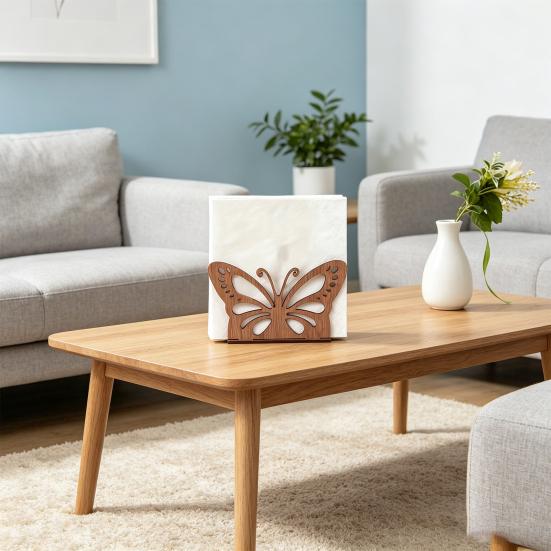 Rustic Napkin Holder Vintage Butterfly/Sunflower Wooden Paper Towel Dispenser Tabletop Standing Napkin Rack for Kitchen Dining Room Farmhouse Party