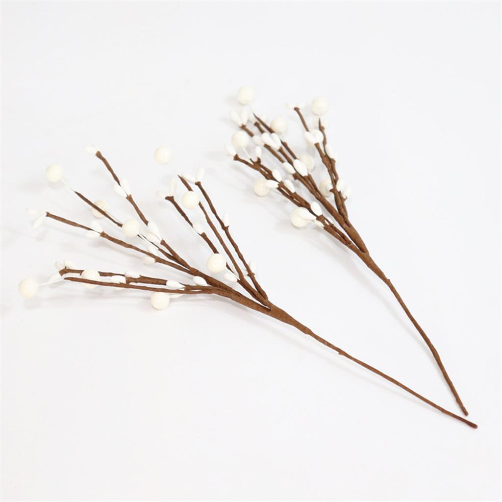 Orange Artificial Dried Branch Decor 29cm Round Foam & Oval Stone Fruit