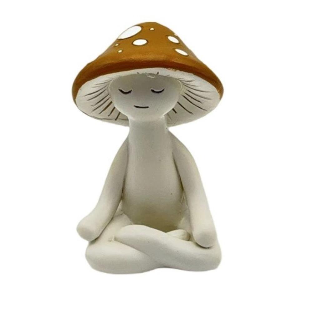 Resin Yoga Mushroom Statue Mini Mushroom Figurine Gift Mushroom Sculpture Home Decor Style A