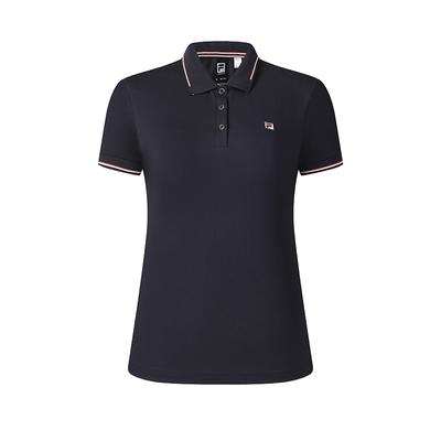 Athletics Tennis Fashion Comfortable Simple Casual Sports Knit Short Sleeve Polo Shirt Women Tops Navy-Blue A11W523133F-NV