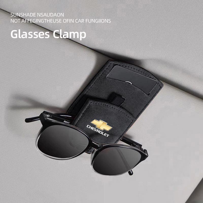 Car Sun Visor Glasses Box Sunglasses Clip Card Ticket Holder For Chevrolet Corvette Montana TrailBlazer Silverado Traverse Camar