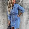 Polo Fashion Wind Ripped Burr Denim Dress