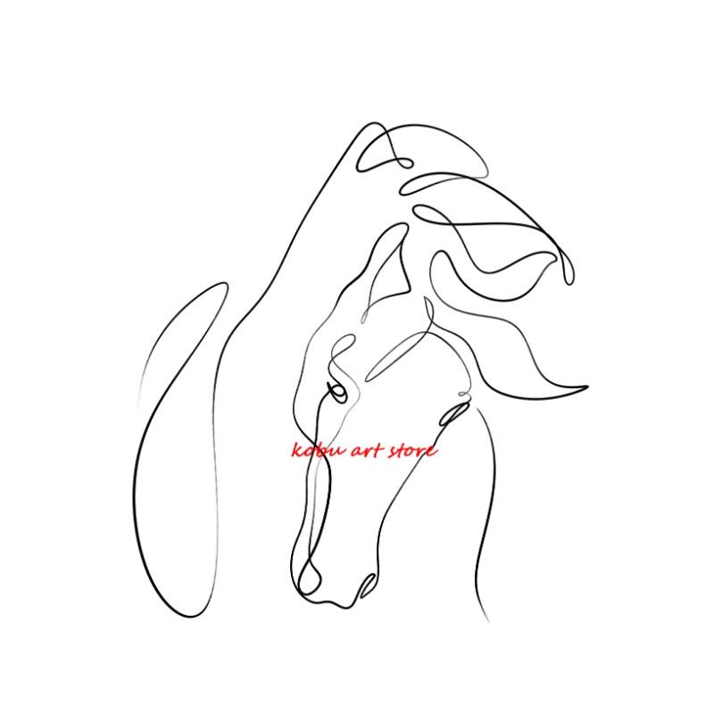 Horse Single Line Art Modern Minimalist Posters Prints Canvas Painting Animal Horse Wall Art Picture for Living Room Home Decor