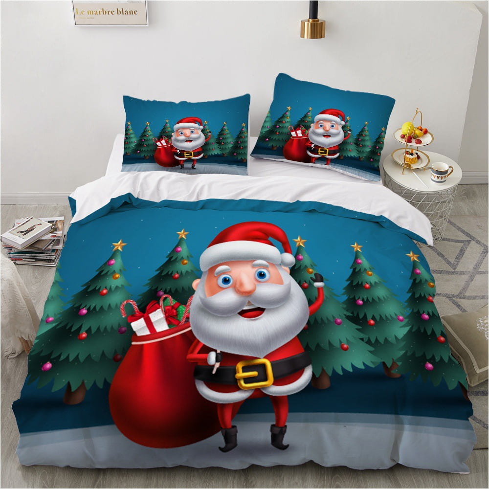 

Comforter Christmas S Santa Rides A Blue Bike Pale Sepia Ruby Queen Size Suitable Children Kids And Adults Soft And Warm Comforter (quilt)-EU Single(135*200cm)3pcs
