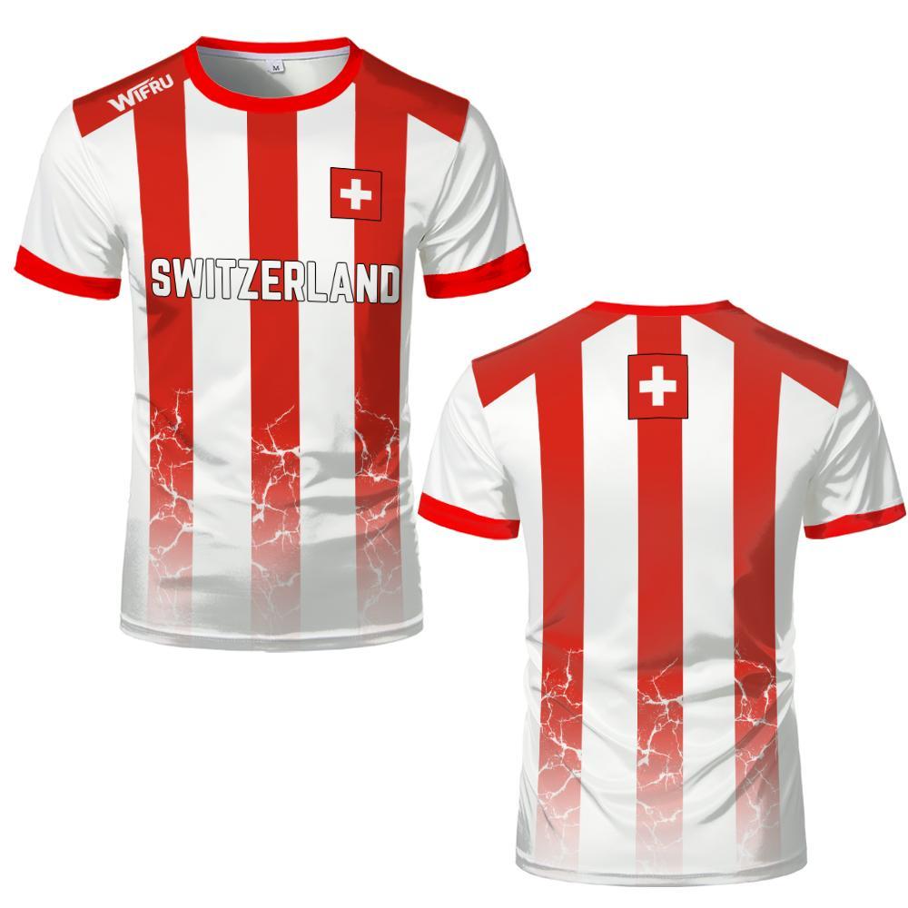 Swiss Flag 3D Printed Jersey Summer Youth Breathable Quick-drying Soccer Training Uniform Men's And Women's Sports T-shirts