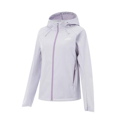 Li Ning Laufserie Winddichte Wasserabweisende Kapuzen-Softshelljacke Damenjacken Meer-Salz-Lila AFDVG72-2