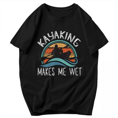 Herren T-Shirt Kajakfahren macht mich nass Vintage Retro Baumwolle Y2K Grafik Qualität Unisex Kleidung T-Shirts