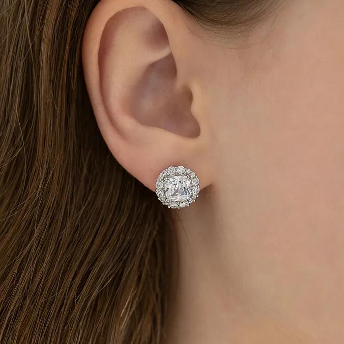 Cushion Halo Cubic Earrings EC3306