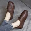 Spring New Style Retro Cowhide Lace-up Low-heeled Soft-soled Flat-soled Single Shoes