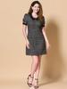 Allegra K Damen Tweedkleid, Peter-Pan-Kragen, Puffärmel, A-Linien-Minikleid, Schwarz, Größe M