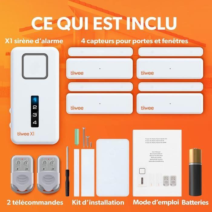 Domovní alarm - tiiwee - Výkonná siréna - 4 detektory - 2 dálkové ovladače - Snadná instalace