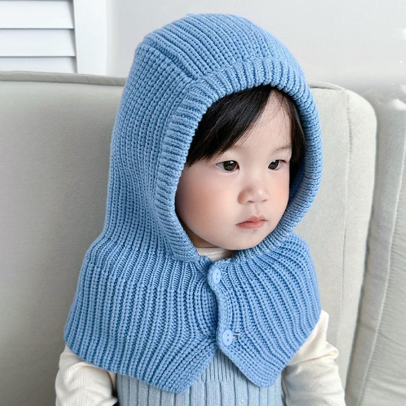 Autumn And Winter  Solid Color Warm Ear Protection Baby Hat Solid Color Windproof Children'S Wool Knitted Hat