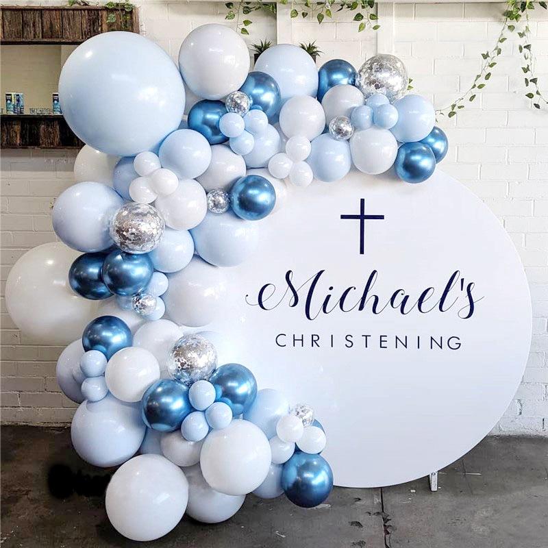 Blue Silver Latex Balloon, Birthday Arrangement Party Supplies Wedding Decoration Balloon Chain Set