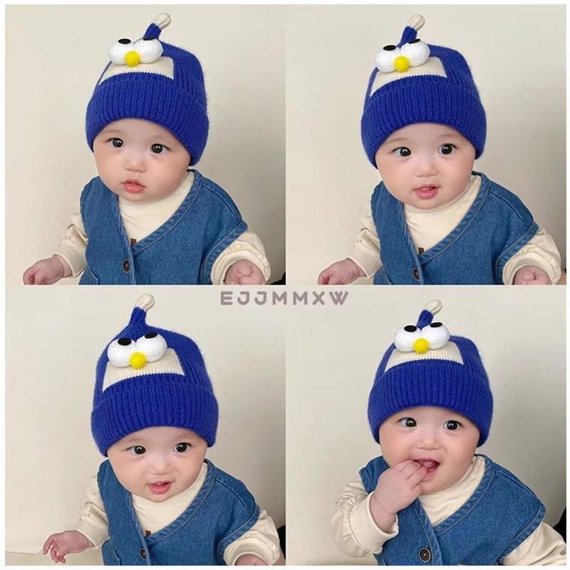 Baby Hats Autumn and Winter Knitted Woolen Hats for Male and Female Babies Cute Super Cute Big Eyed Pullover Hats for Infants Young Children Trendy