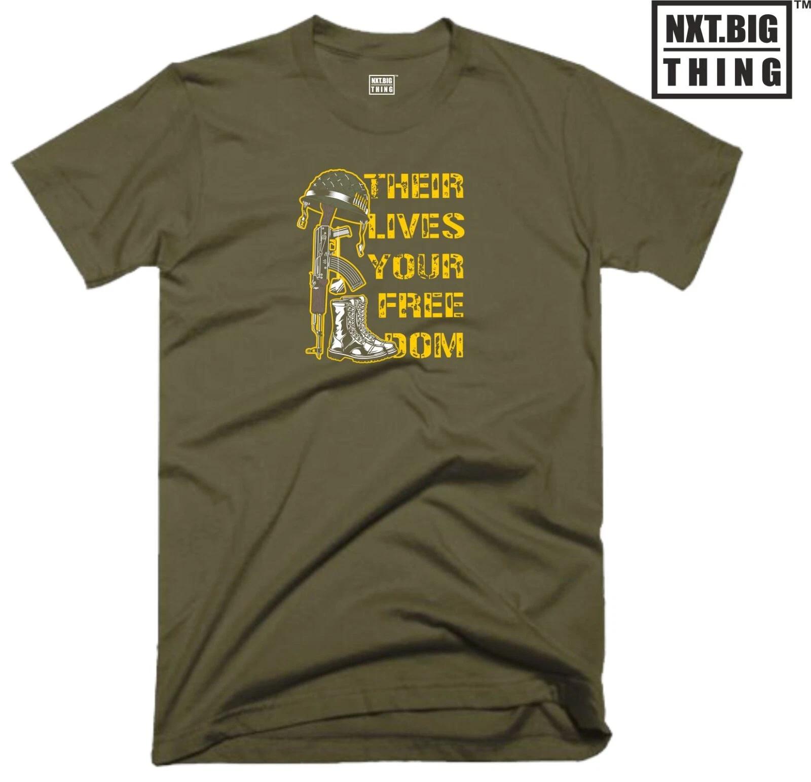 

Lives Freedom T Shirt Casualwear Army Military Remember Fallen Heroes Gift Top 3XL